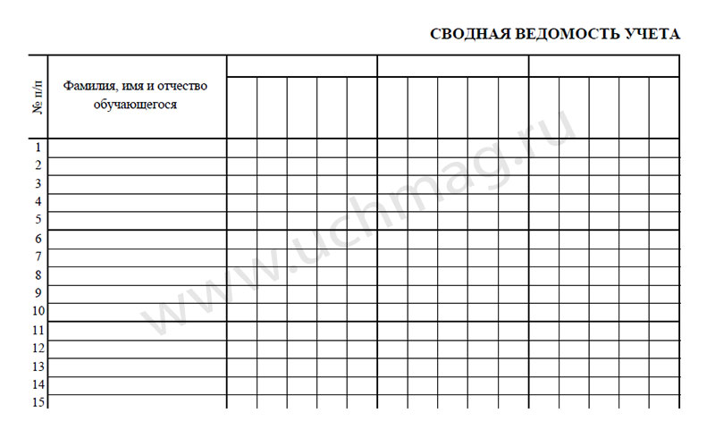 Ведомость посещения занятий образец