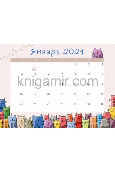 обложка Разноцветные коты. Отрывной планер на магните на 2021 год от интернет-магазина Книгамир