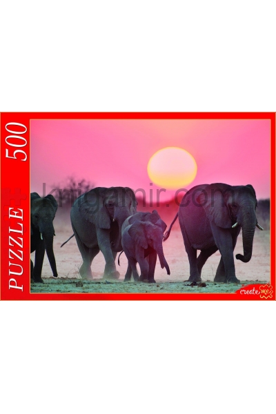 обложка Рыжий кот. Пазлы 500 эл. арт.7934 "Семейство слонов" от интернет-магазина Книгамир